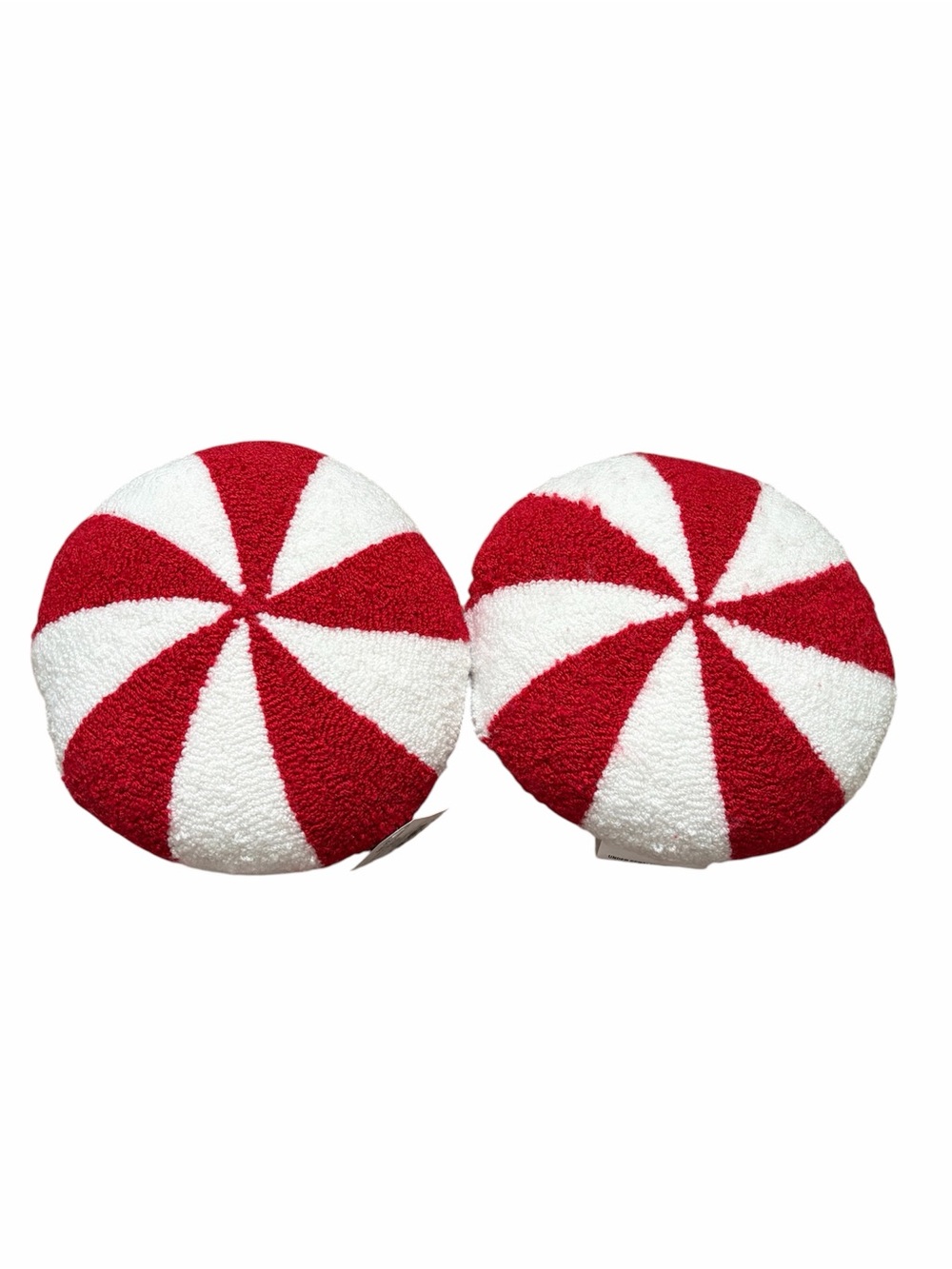 NWT Hobby Lobby Red and White Peppermint Round Christmas Pillow Set